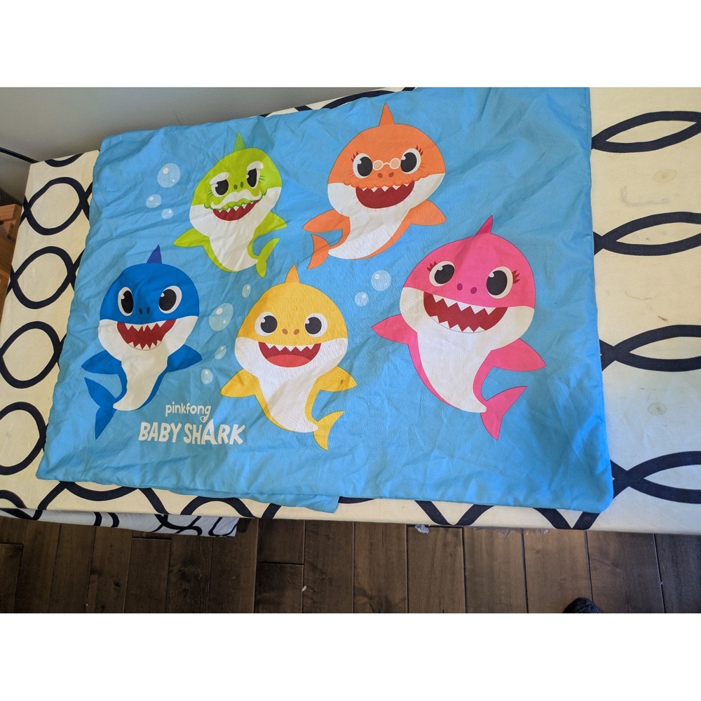 Pinkfong Baby Shark Blue Decorative Pillow Sham Franco Mfg Kids Bedding